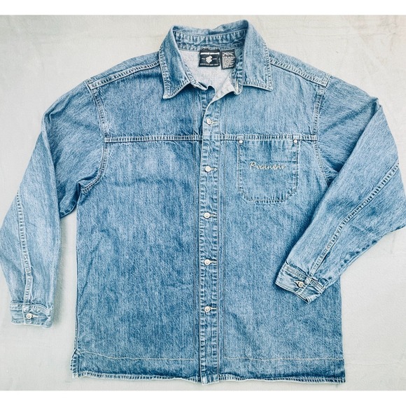 Rocawear Other - Vtg Rocawear Denim Jean Shirt Mens Sz XL Blue Relaxed Fit Square Tail Shaket Y2K